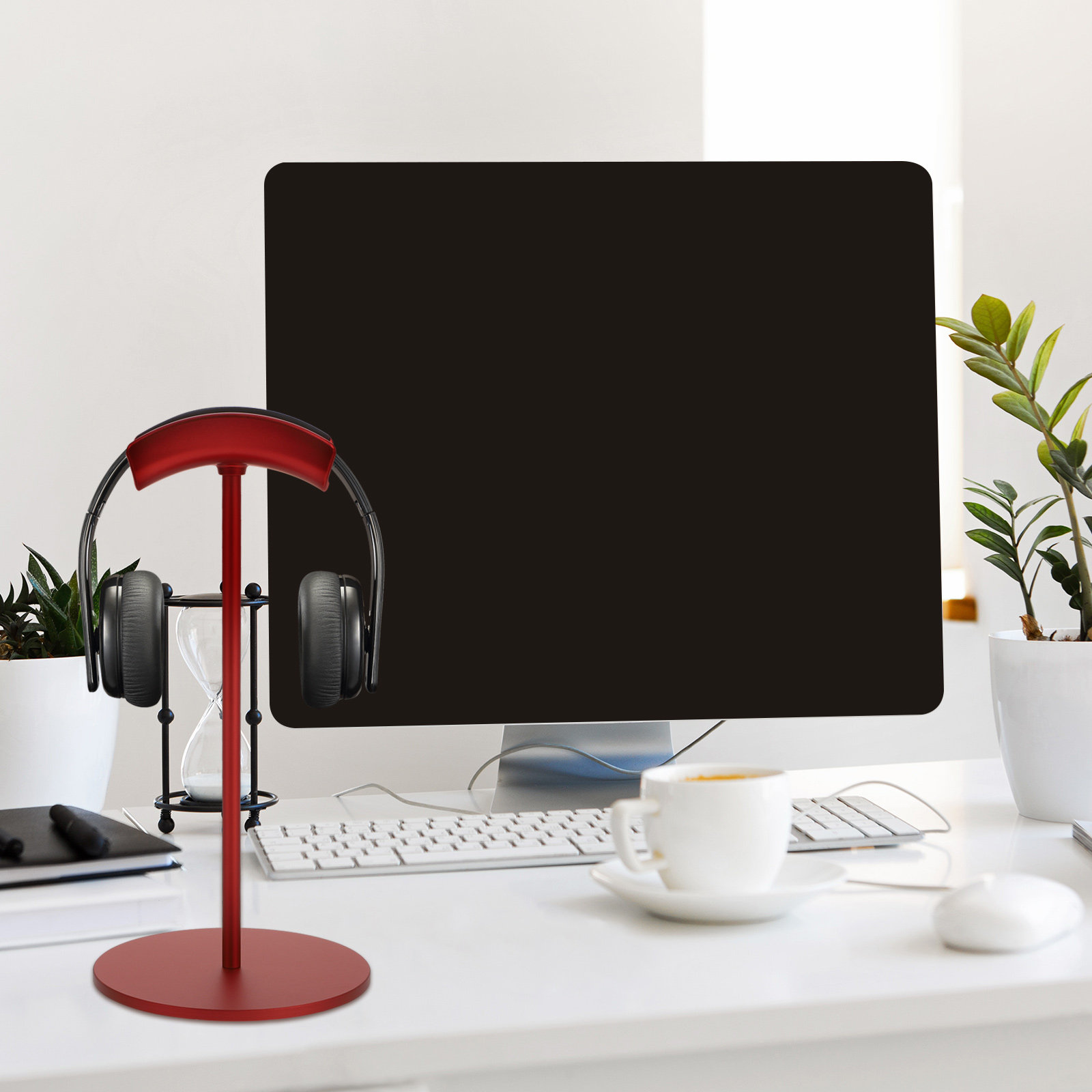 Desk Setup Headphones - ขาตั้งหูฟังพรีเมียม 1 ชิ้น ฐานไม้ เสาอะลูมิเนียม ขาตั้งหูฟังสำหรับทุกประเภทหูฟัง
