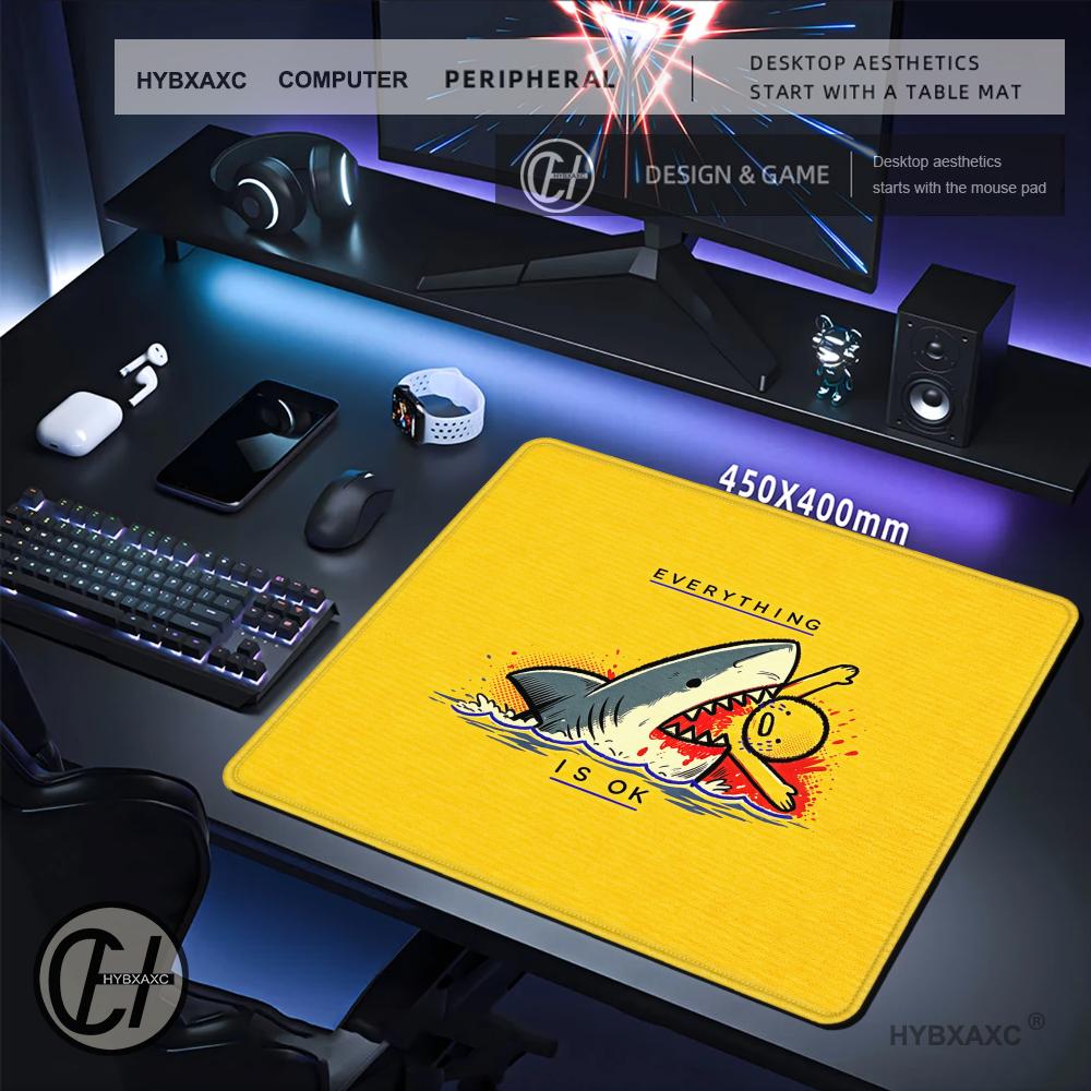 Work Desk Home Setup - HYBXAXC S-Shark E-eating Mouse Pa แผ่นรองเมาส์สำหรับสำนักงานหรือที่บ้าน,