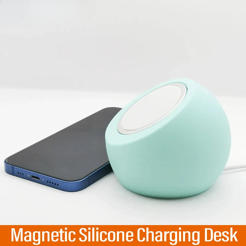 Desk Setup Apple - แม่เหล็กไร้สายชาร์จโต๊ะ Ball Shape ซิลิโคนผู้ถือสําหรับ Magsafe iPhone