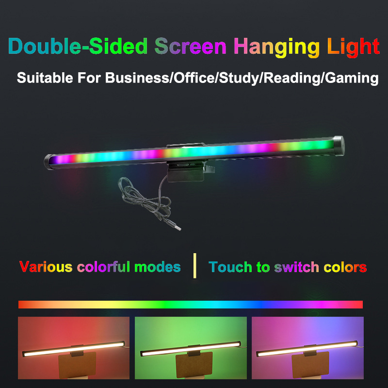 Desk Setup Gaming And Work - ไฟ LED สำหรับติดตั้งจอภาพสำหรับทำงานและเล่นเกม – โคมไฟตั้งโต๊ะถนอมสายตาแบบหรี่แสงได้แบบไม่มีขั้นตอน