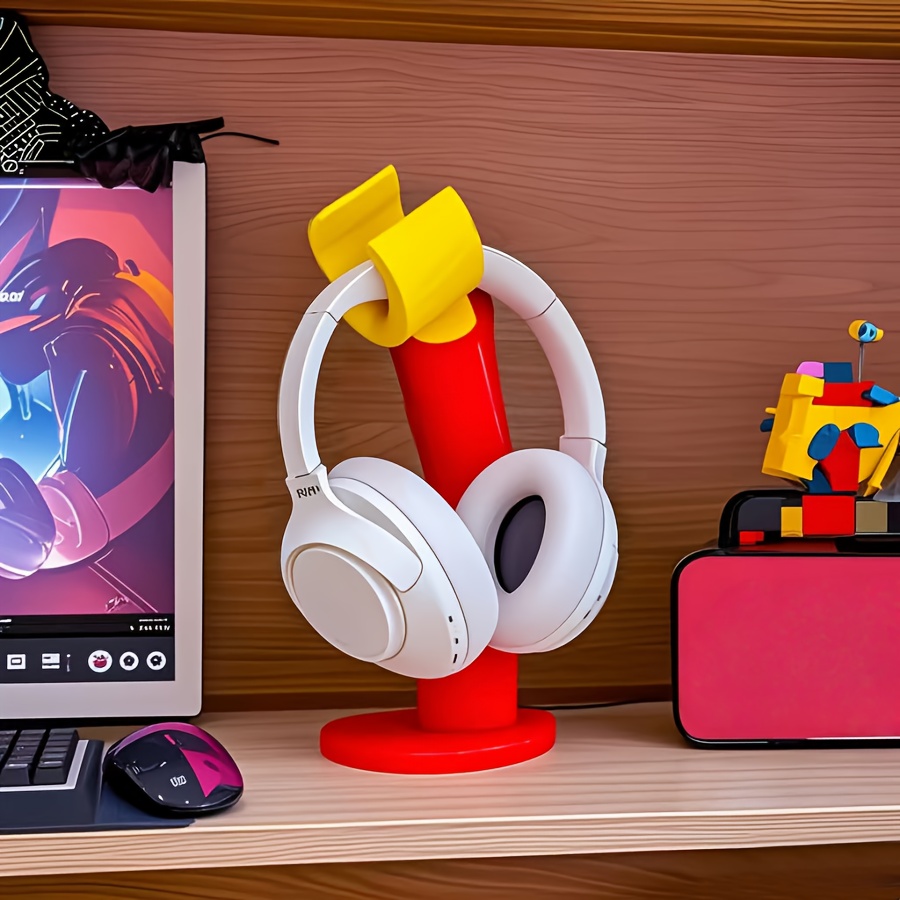 Desk Setup Headphones - ขาตั้งหูฟังและชั้นวางของแบบสร้างสรรค์ – ตะขอเก๋ไก๋สำหรับจัดวางอุปกรณ์เล่นเกม ของตกแต่งที่ใช้งานได้จริงสำหรับทุกห้อง