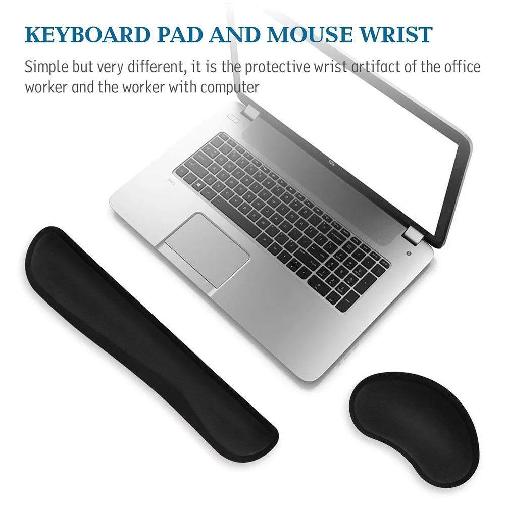 Desk Setup Mac - แผ่นรองเมาส์เมมโมรี่โฟมกันลื่นพร้อมที่รองข้อมือ รองรับข้อมือสำหรับใช้งานกับคีย์บอร์ด เหมาะสำหรับสำนักงาน คอมพิวเตอร์ แล็ปท็อป และแมค