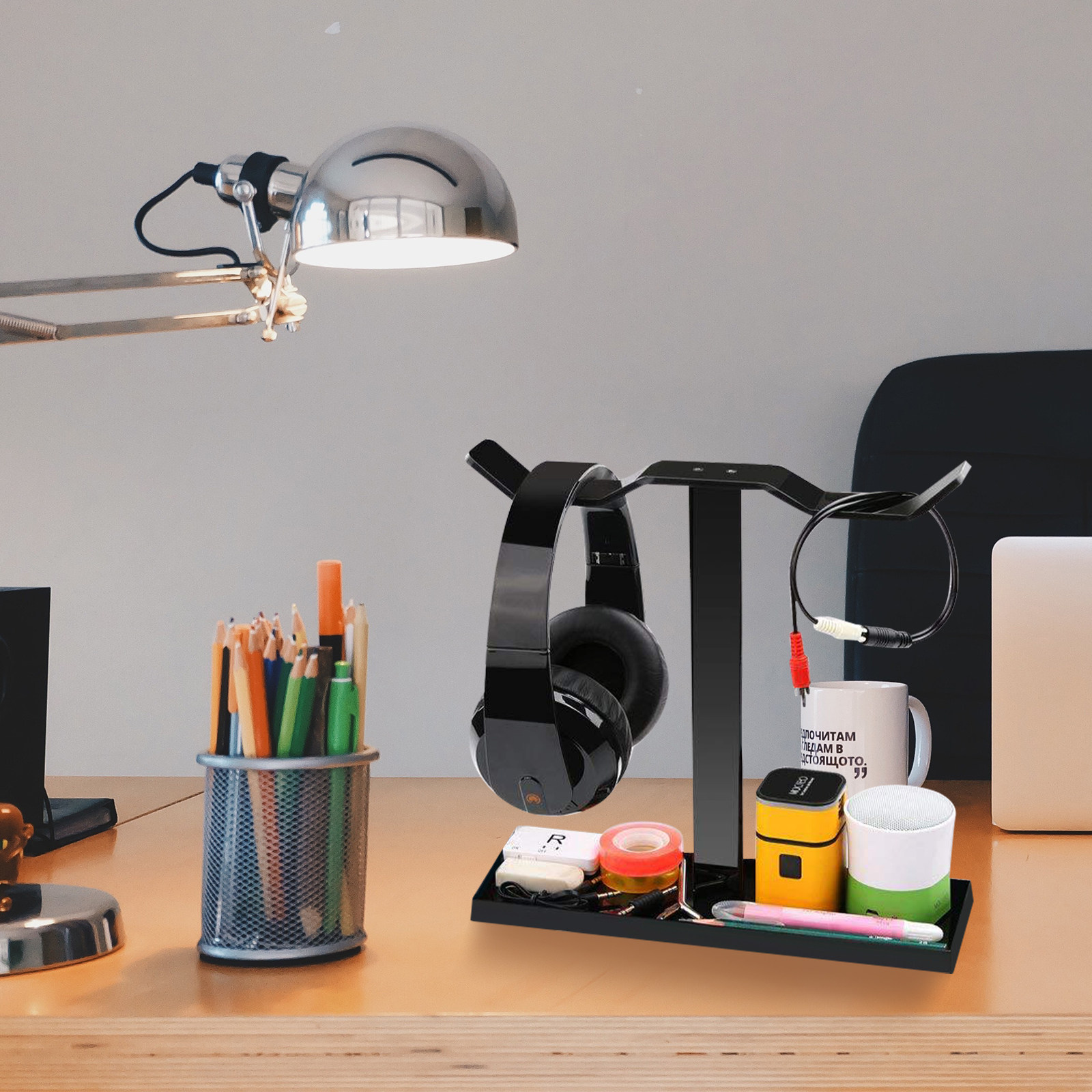 Desk Setup Headphones - ขาตั้งหูฟังอะคริลิคคุณภาพสูงสำหรับโต๊ะเกมมิ่ง ที่แขวนหูฟัง ที่วางหูฟัง แข็งแรง รับน้ำหนักได้ดี ติดตั้งง่าย