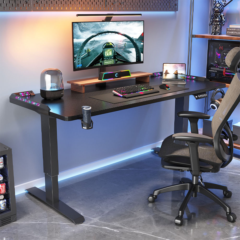 Desk Setup Game - โต๊ะทำงานปรับระดับความสูงได้ด้วยระบบไฟฟ้า แบบยืน-นั่ง โต๊ะคอมพิวเตอร์ยกขึ้นลงได้ด้วยมอเตอร์ โต๊ะเกมมิ่ง โต๊ะทำงานทันสมัยสำหรับบ้านและสำนักงาน