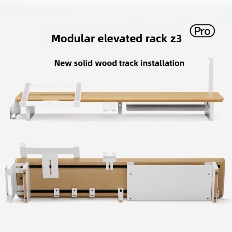 Monitor Riser Wood - ขาตั้งจอคอมพิวเตอร์ไม้จริงทันสมัย ชั้นวางแบบโมดูล โต๊ะคอมพิวเตอร์ปรับระดับได้ตามหลักสรีรศาสตร์ รุ่น Z3 Pro