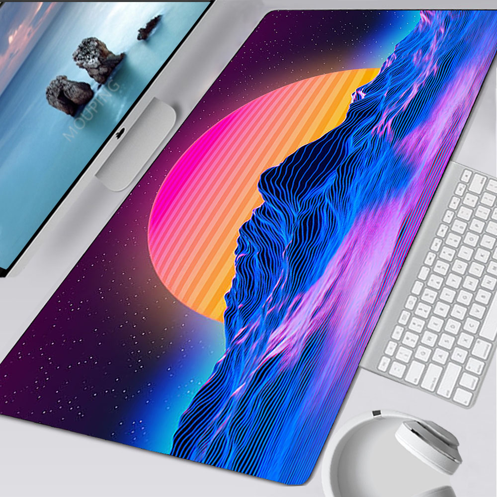 Desk Setup Game - Vaporwave Mousepad Retrowave/synthwave 900x400 แผ่นรองเมาส์น่ารักโต๊ะพรมอุปกรณ์เสริมสําหรับเล่นเกมคอมพิวเตอร์เกมตารางแผ่นรองเม้าส์