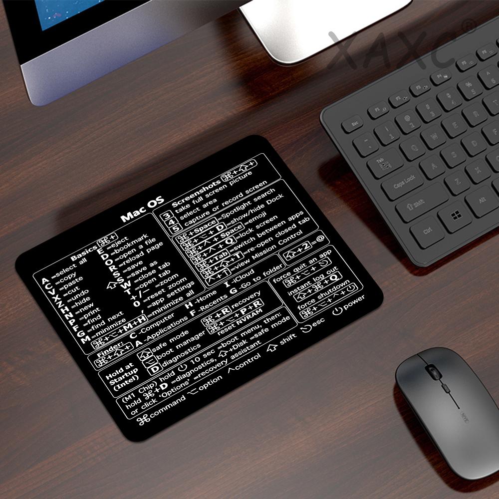 Desk Setup Mac - แผ่นรองเมาส์ยางทรงสี่เหลี่ยมเล็ก ดีไซน์ปุ่มลัด Windows และ Mac OS