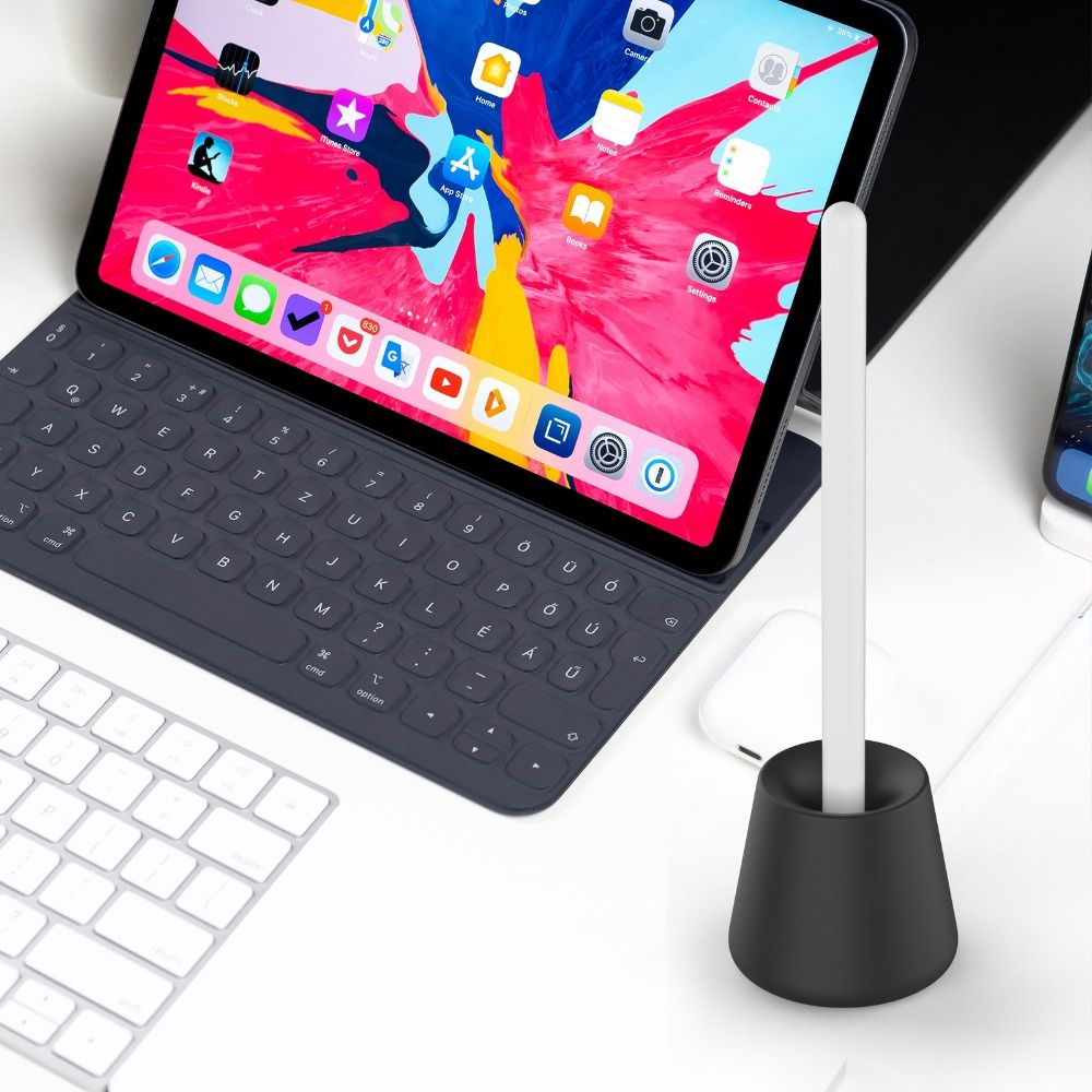 Desk Setup Apple - แท่นวางซิลิโคนแบบใหม่ ที่วางปากกา ที่ยึดติดโต๊ะ อุปกรณ์เสริมสำหรับ Apple Pencil