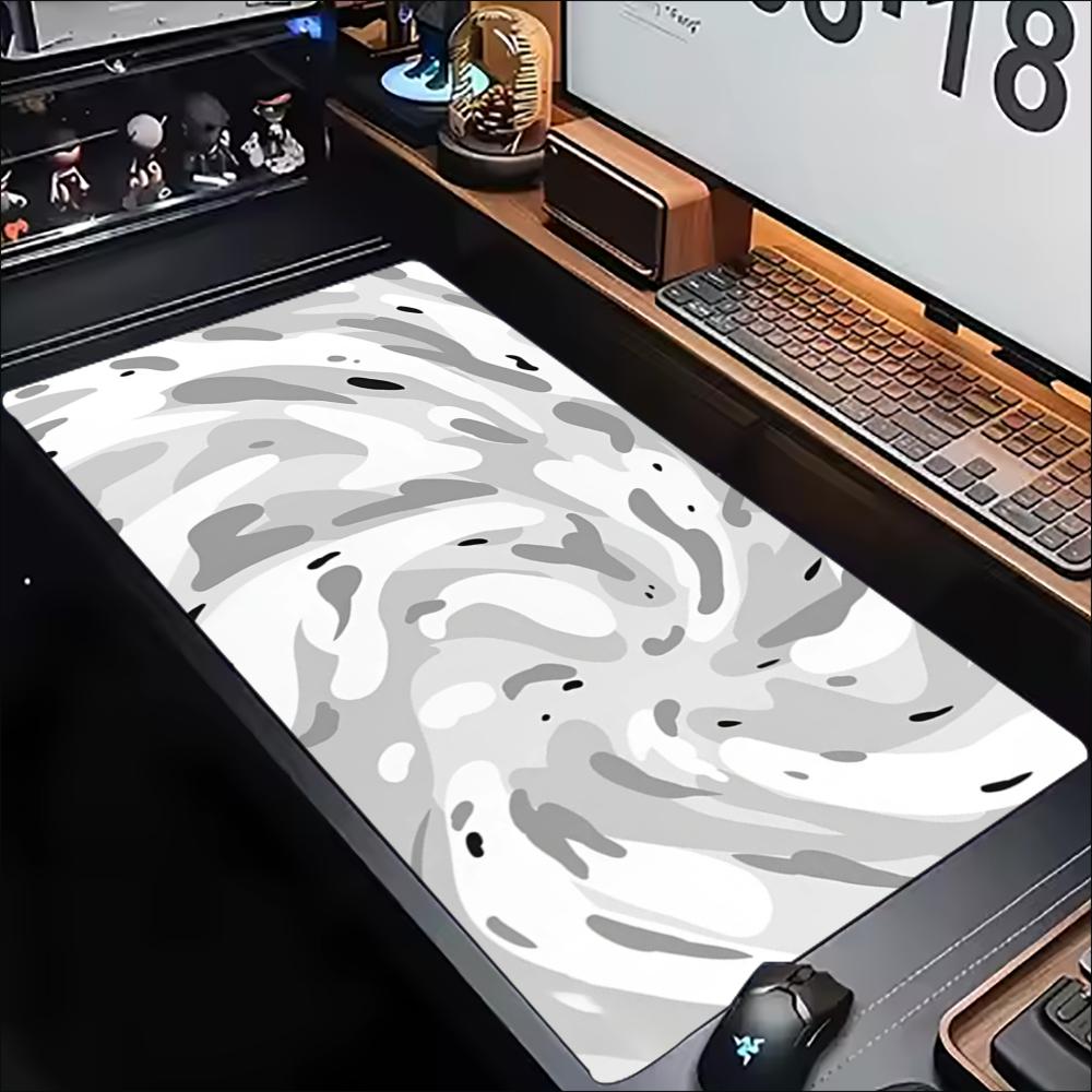 แผ่นรองโต๊ะสีเทาขาวลายหมุนวนพร - Work Desk Home Setup บทวิจารณ์และราคา