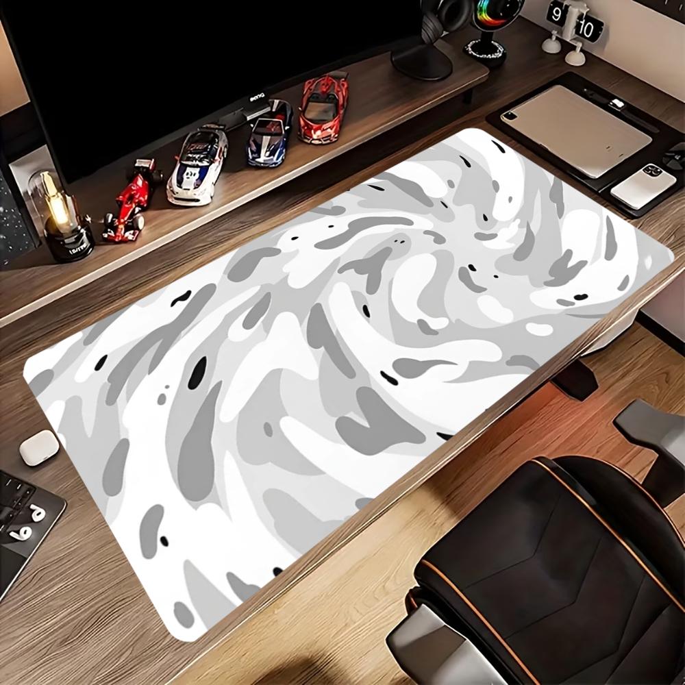 แผ่นรองโต๊ะสีเทาขาวลายหมุนวนพร - Work Desk Home Setup บทวิจารณ์และราคา
