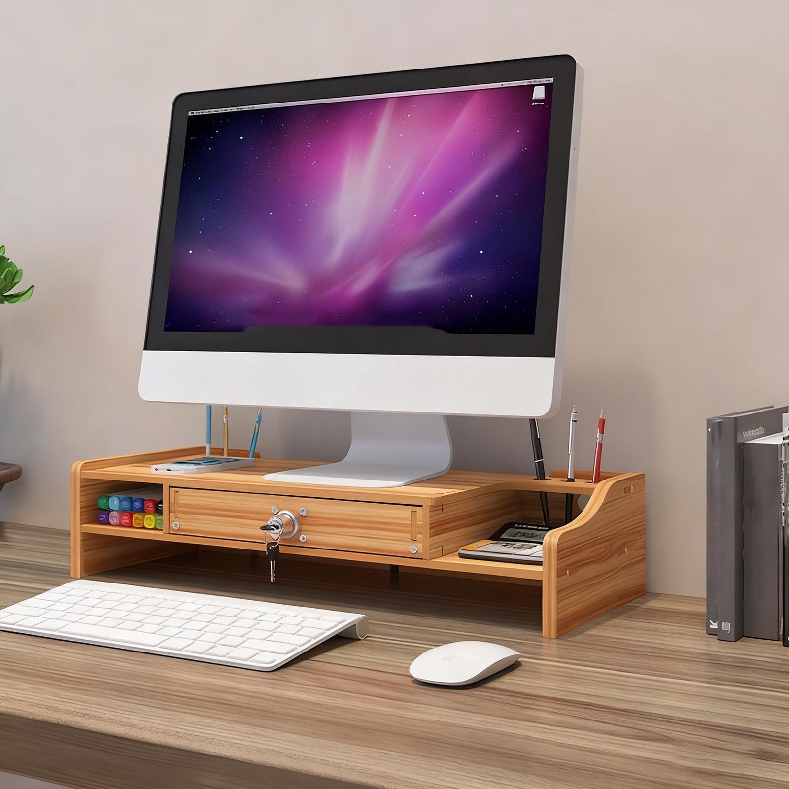 ขาตั้งจอภาพสำหรับโต๊ะทำงาน ชั้ - Monitor Riser Wood บทวิจารณ์และราคา