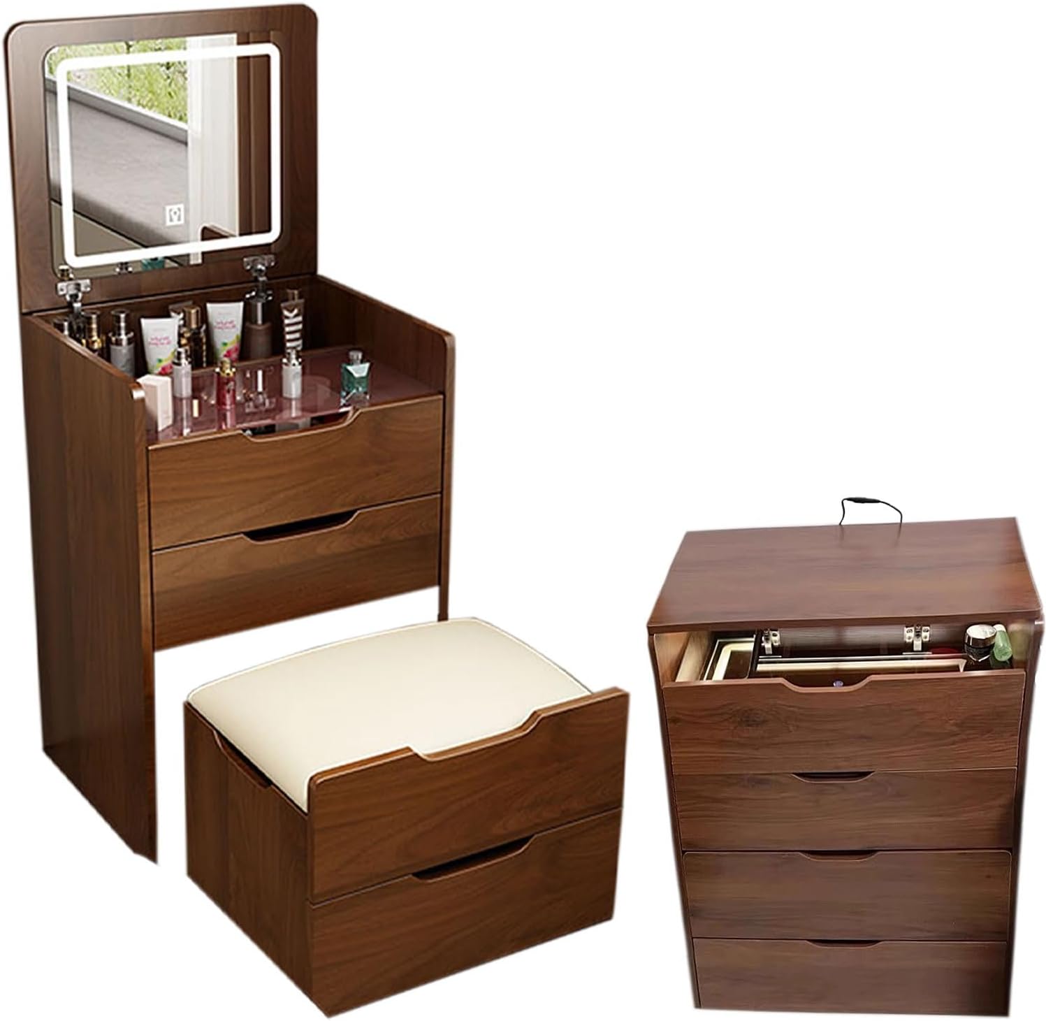 (วอลนัท) โต๊ะเครื่องแป้ง 3 in  - Desk Setup In Small Bedroom บทวิจารณ์และราคา