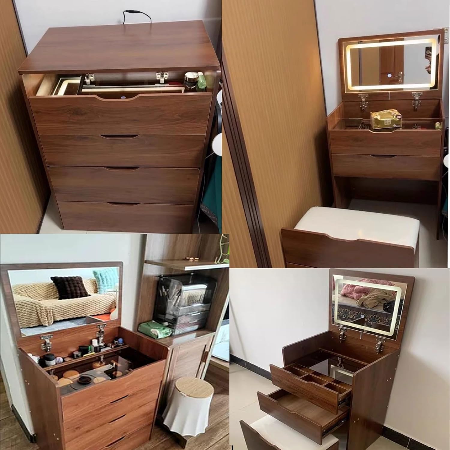 (วอลนัท) โต๊ะเครื่องแป้ง 3 in  - Desk Setup In Small Bedroom บทวิจารณ์และราคา