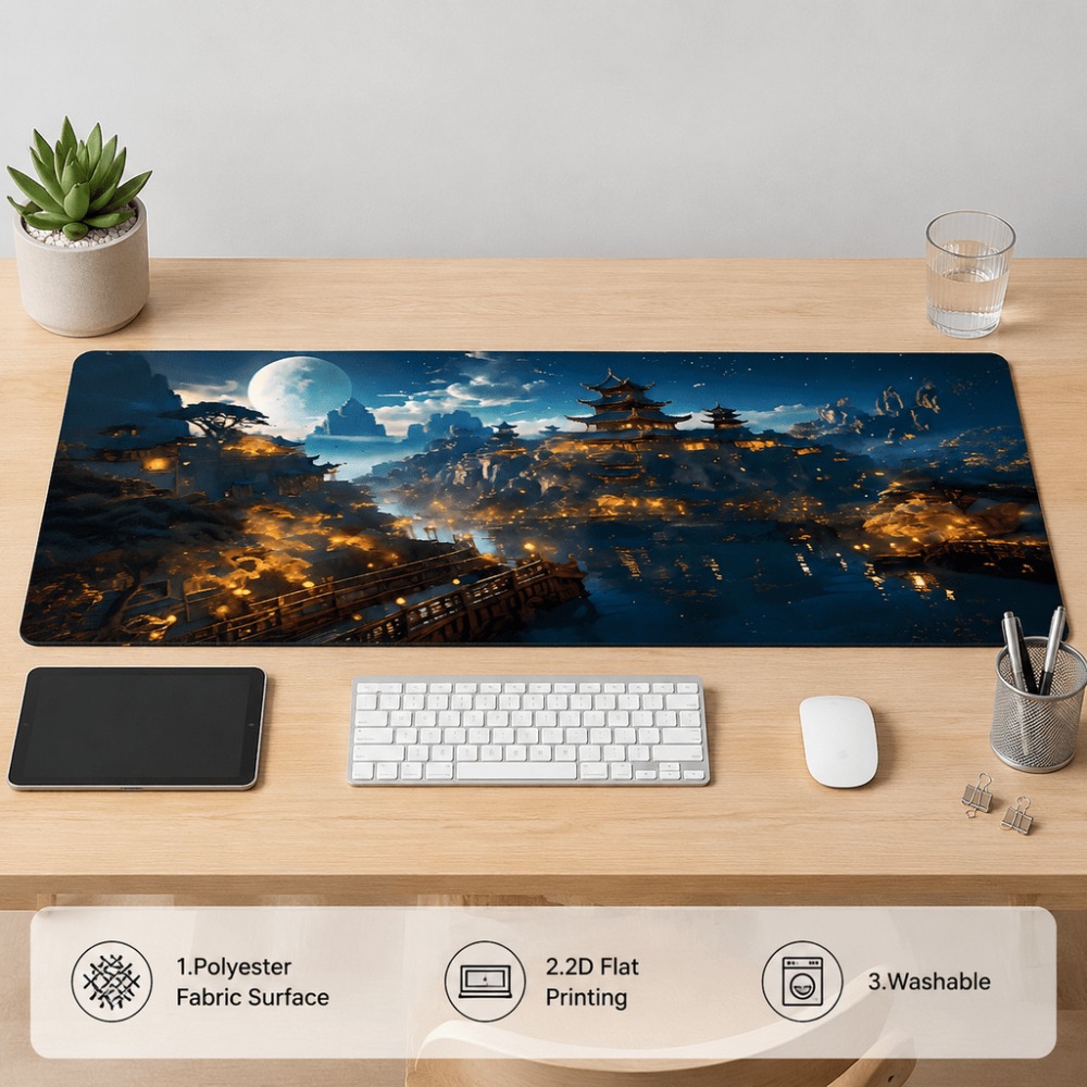 แผ่นรองโต๊ะทรงยาวลายเมืองแฟนตา - Work Desk Home Setup บทวิจารณ์และราคา