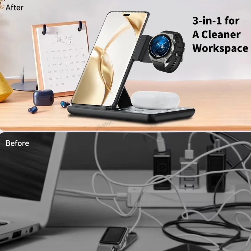 แท่นชาร์จไร้สายแบบพับได้ 3 in  - Desk Setup Apple บทวิจารณ์และราคา
