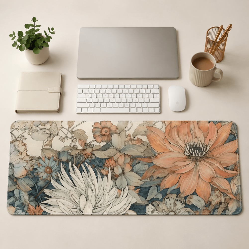 แผ่นรองโต๊ะลายดอกไม้สไตล์เรโทร - Desk Setup With Plants บทวิจารณ์และราคา