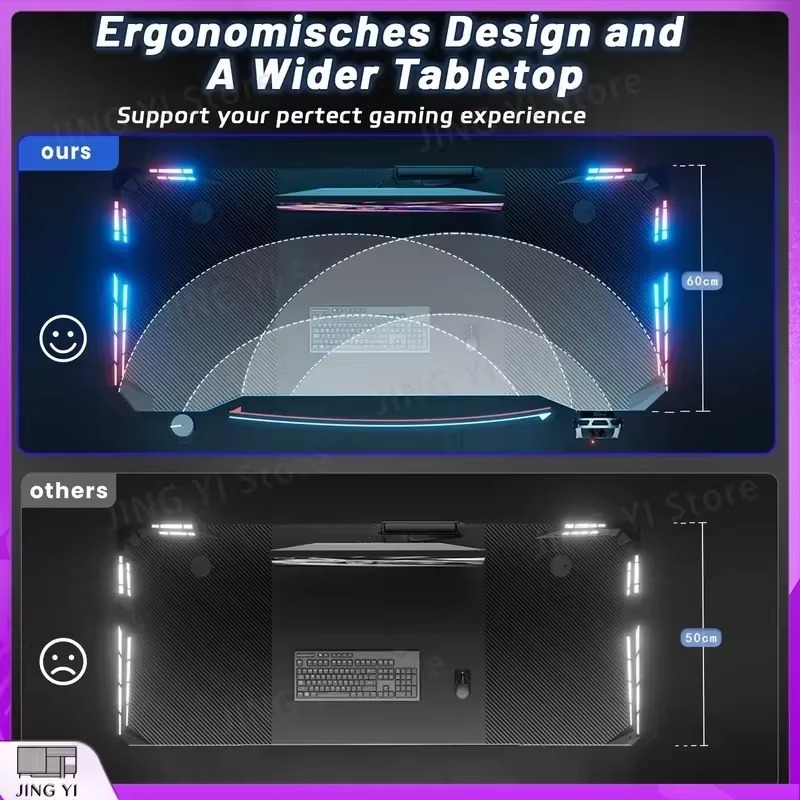 โต๊ะเกมมิ่งพร้อมไฟ LED ผิวคาร์ - Desk Setup Headphones บทวิจารณ์และราคา